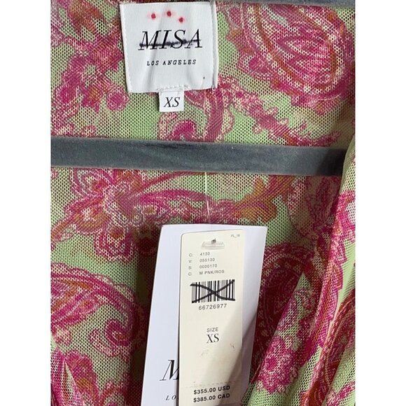 NWT MISA LA Ava Paisley Print Stretch Maxi Dress V-Neck Tulle Size XS $355 - Picture 8 of 8